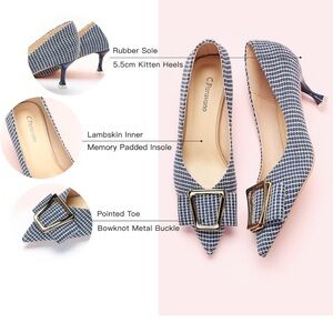 C.Paravano women’s kitten pumps pointed toe wedding with metal buckle size 39new